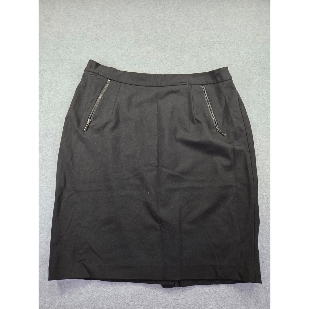 Kasper Womens 14W Black Zipper Pocket Pencil Skirt Professional Office Wear